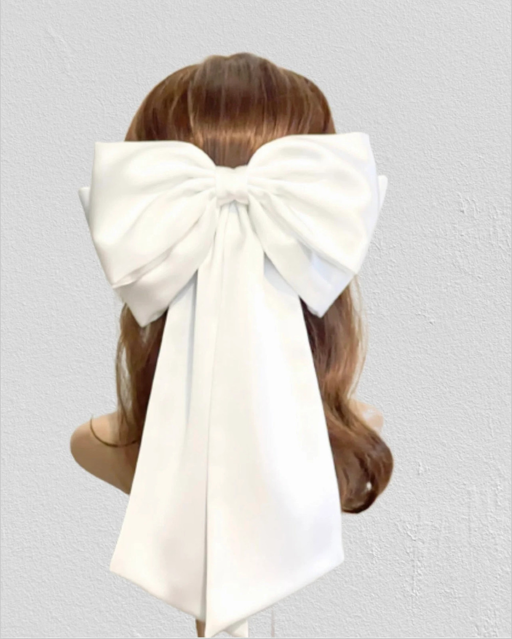 Light ivory XL  satin hair bow hair bow for women wedding, bridal